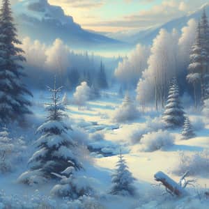 Serene Winter Landscape in Impressionist Style