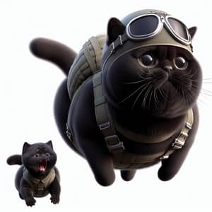 Realistic Black Cat Parachute Fail - Professional Photo