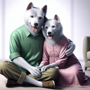 Realistic Husky Dogs Embracing - Heartwarming Connection