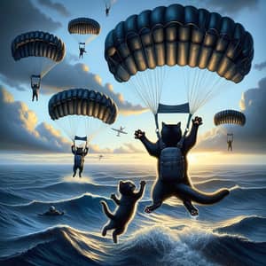Real-life Black Cat & Kitten Parachute Adventure: Terrifying Journey Survived