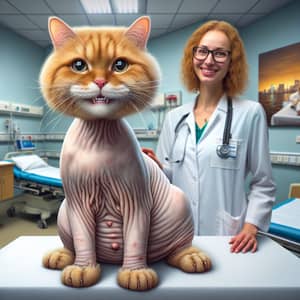 Endearing Scottish Red Cat in Hospital Room | Realistic Portrait
