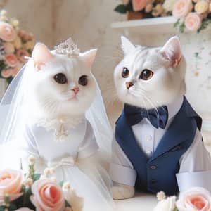 Adorable White Scottish Shorthair Cats Wedding