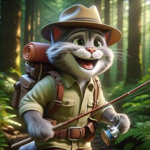 Outdoor Cat Tom: High-Resolution Photorealistic Cartoon Character