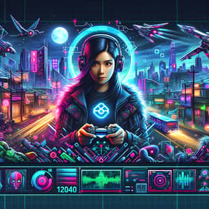 Cyberpunk Gamer Profile Banner | South Asian Female Streamer