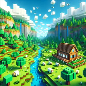 Pixelated Voxel World: Nature and Architecture Wonderland