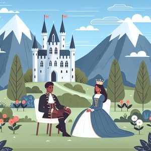 Mountain Peak Castle with Prince and Princess Couple