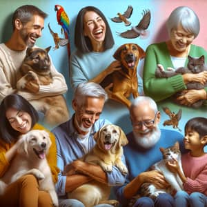 Heartwarming Scene of Pets Bringing Joy to People of All Ages and Cultures