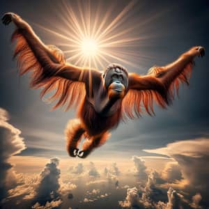 Orangutan Soaring Towards the Sun