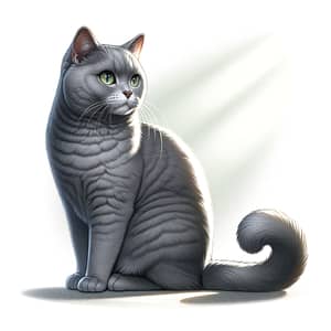 Domestic Short-Haired Cat | Plush Grey Coat & Green Eyes