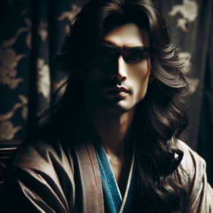 South Asian Male with Long Hair in Traditional Attire