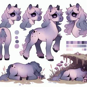 Chibi Undead Horse Reference Sheet - Lavender Pastel Palette