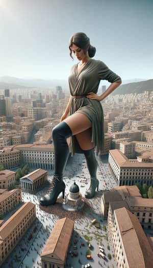 Giantess Lara Croft Rampages City in Stylish Outfit