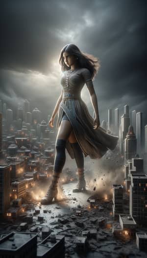 Colossal South Asian Giantess Girl Dominates Miniaturized City with Photorealistic Precision