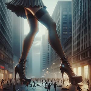 Giantess Lara Croft Dominates City Street in Photorealistic Masterpiece