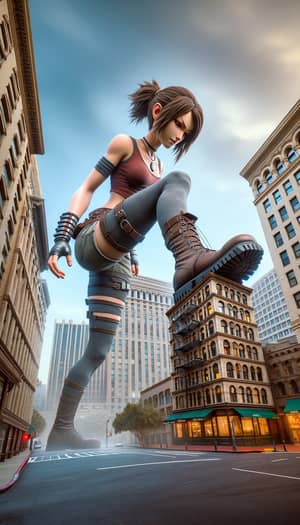 Giantess Lara Croft Crushes Cityscape in Epic Scene
