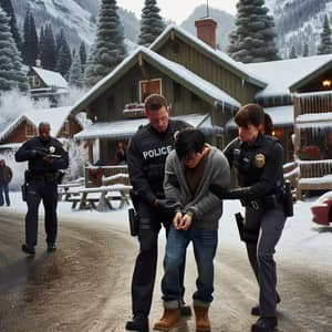 Snowy Mountain Village Arrest Scene | Law Enforcement Apprehend Thief
