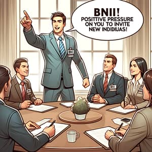 Motivated BNI Member Encouraging New Invites with Positive Pressure