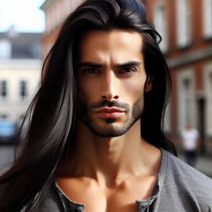 Male with Long Black Hair