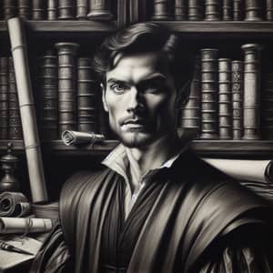 Charcoal Portrait of Niccolo Machiavelli | Italian Renaissance