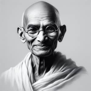 Charcoal Portrait of Mahatma Gandhi - Advocate for Nonviolence