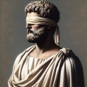 Seneca Oil Painting | Roman Philosopher Blindfolded Artwork