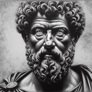 Charcoal Painting of Marcus Aurelius | Ancient Roman Philosopher Artwork