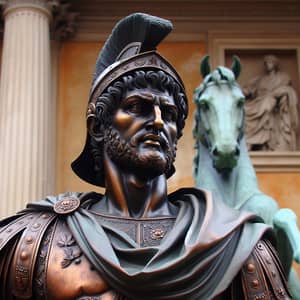 Courageous Bronze Statue of Ancient Roman Emperor