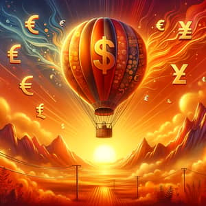 Financial Hot Air Balloon Soaring at Sunrise