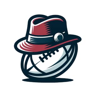 Rugby Team Logo with Trilby Hat Design Element