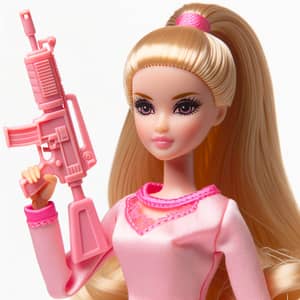 Fashion Doll with Toy Gun - Plastic Barbie Style