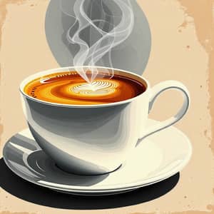 Elegant Steaming Cup of Coffee Illustration