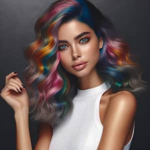 Vibrant Hair Dye Model | Bold Colors & Alluring Pose
