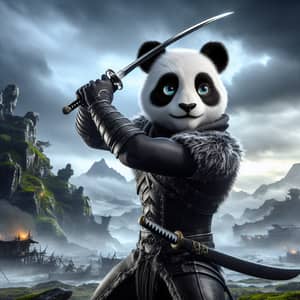 Panda Human Warrior Pose | Fantasy Art Image