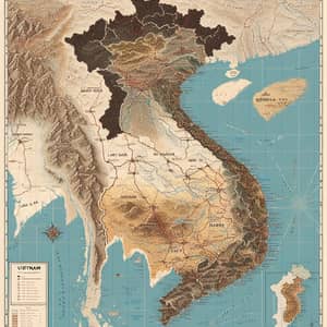 Detailed Map of Vietnam with Regions, Cities, Roads & Natural Features