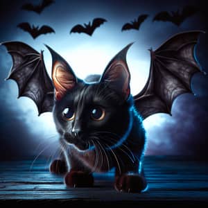 Mysterious Cat with Bat-like Features - Agility and Alertness