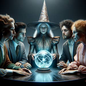 Enchanting Sphere and Witch at Circular Table