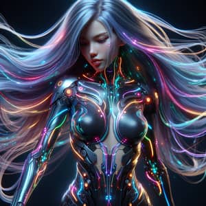 Futuristic 8K Ultra HD Illustration of Cybernetic Woman