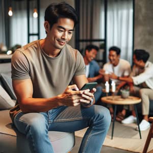 Weekend Plans Group Chat: Handsome Man Excitedly Texting Friends