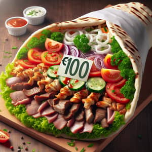 Extravagantly Crafted 100 Euro Kebab with Premium Meats and Gourmet Ingredients