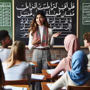 Diverse Arabic Classroom with Enthusiastic Teacher