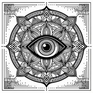 Original Geometric Mandala Design with Eye Center