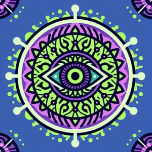 Eye Geometric Design in Neon Purple & Green