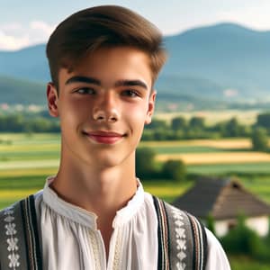 Traditional Bulgarian Teenager | Scenic Countryside View