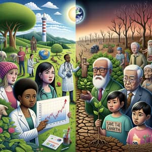 Climate Change Illustration: People Taking Action for a Greener Future