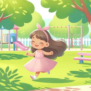 Hispanic Girl Playing Joyfully in Sunny Park