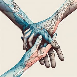 Embracing Unity: Hands Intertwined with Geometric Lines