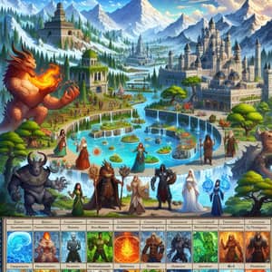 Epic Fantasy Game World with Diverse Characters & Magical Realms