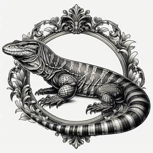Elegant Savannah Monitor Lizard Tattoo Design | Grey Wash Technique