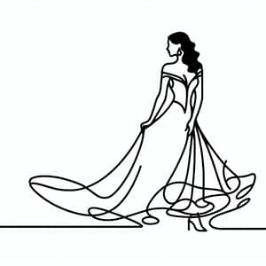 Elegant Flamenco Dress Illustration | Dynamic Silhouette Art