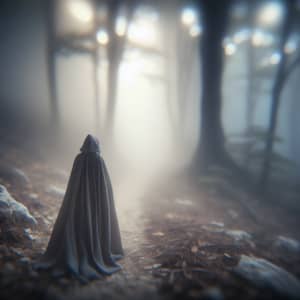 Ethereal Figure in Foggy Forest | Dreamlike Landscape